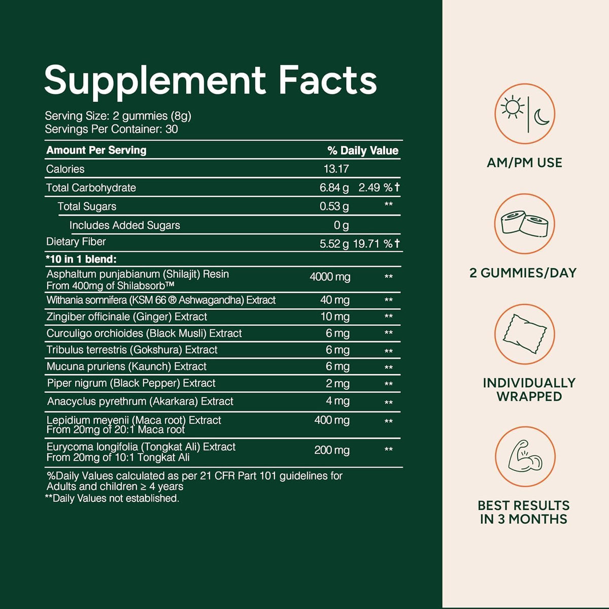 Gomitas RootLabs de Shilajit 10 en 1